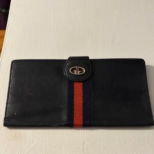 Gucci Leather Long Wallet Navy
